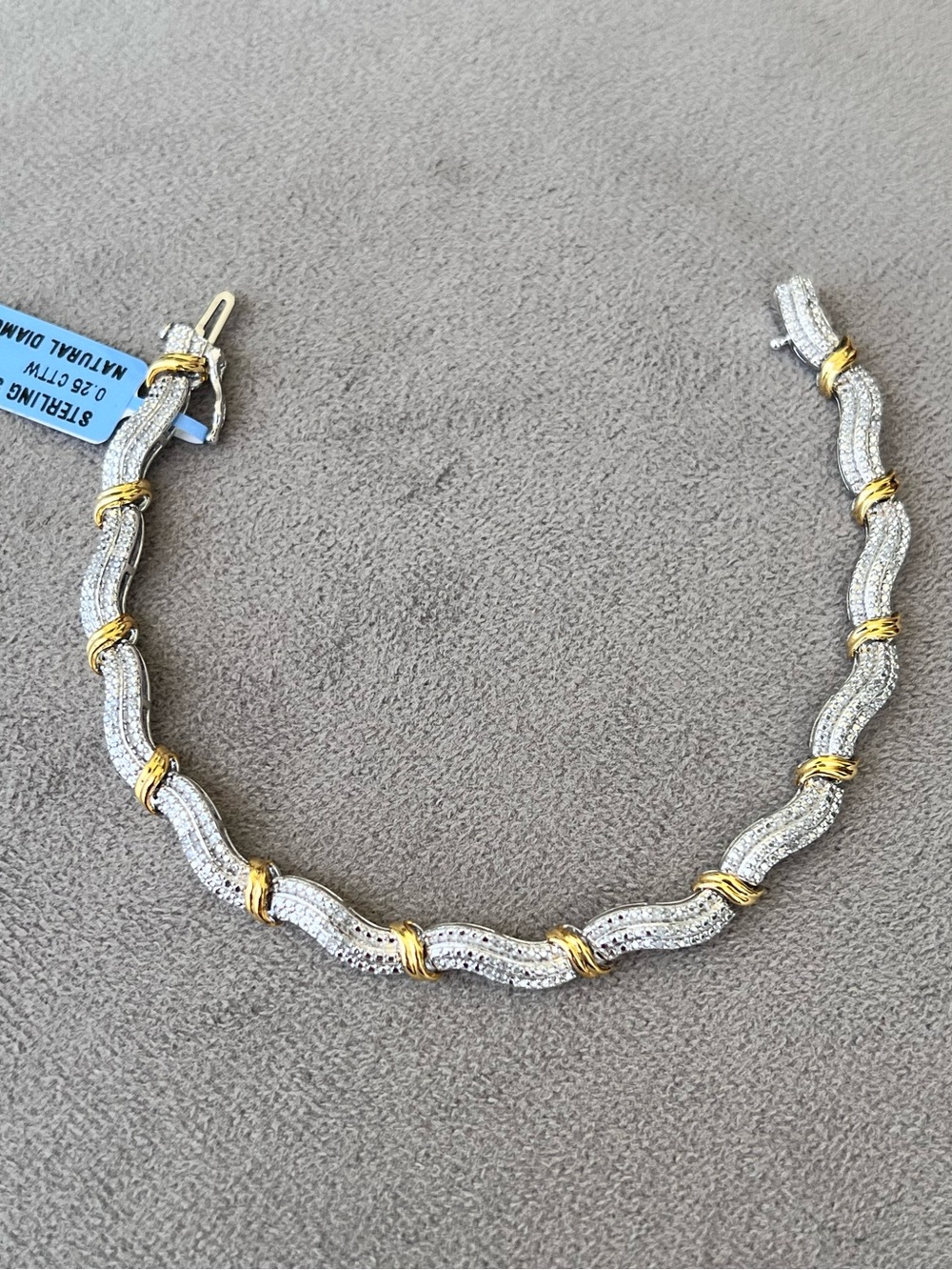Natural Diamond Sterling Silver Wave Tennis Bracelet